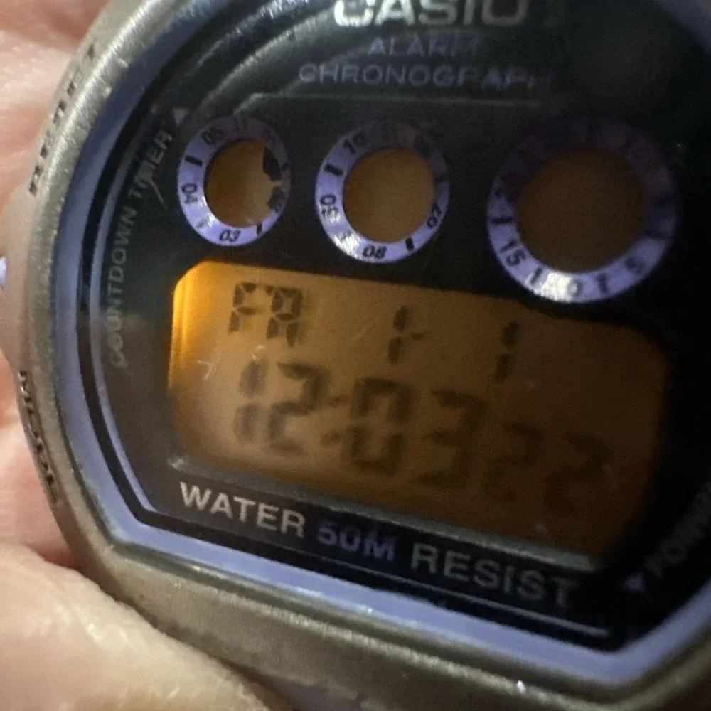 Working Casio Illuminator‎ Women's Digital watch. Purple & Fancy Colorful Strap